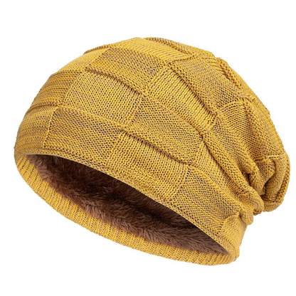 Knitted Slouch Beanie With Fleece Lining