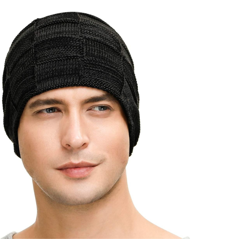 Knitted Slouch Beanie With Fleece Lining