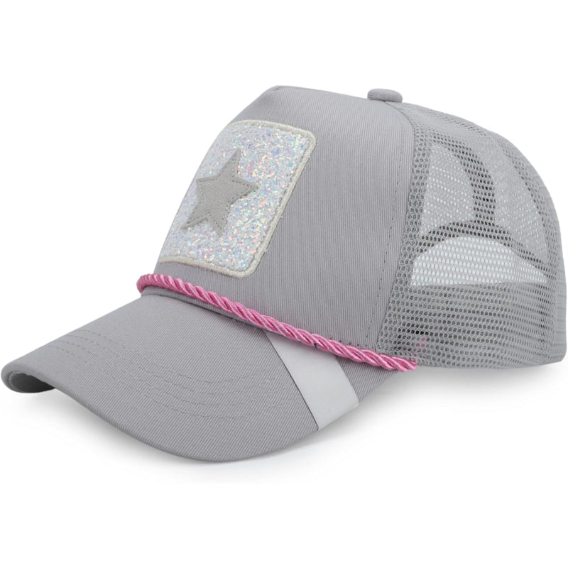 Mesh Trucker Hat Adjustable Snapback Cap With Star Patch