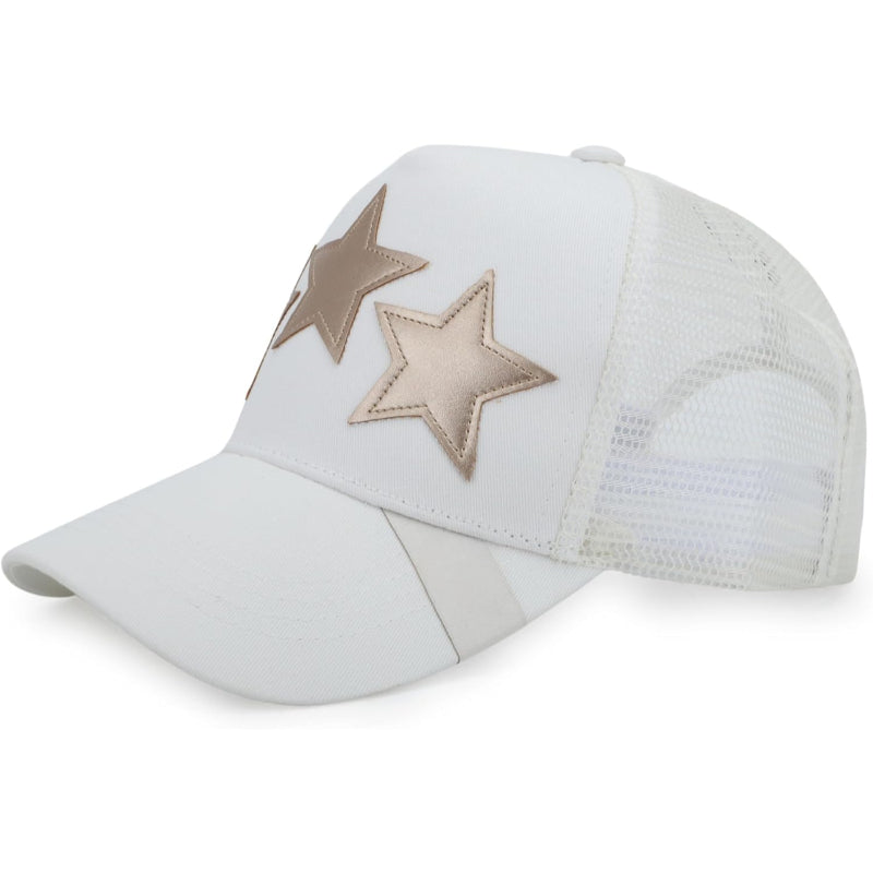 Mesh Snapback Hat Adjustable Cap With Star Patch