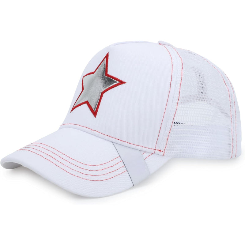 Mesh Snapback Hat Adjustable Cap With Star Patch