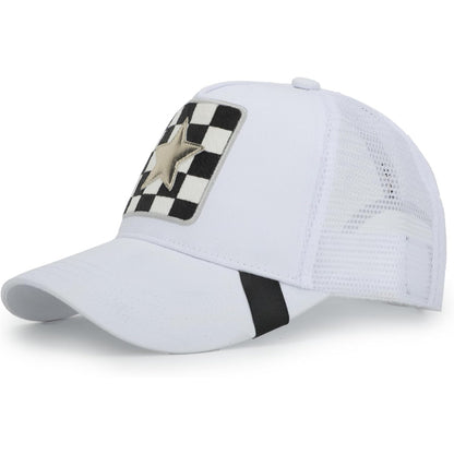 Mesh Snapback Hat Adjustable Cap With Star Patch