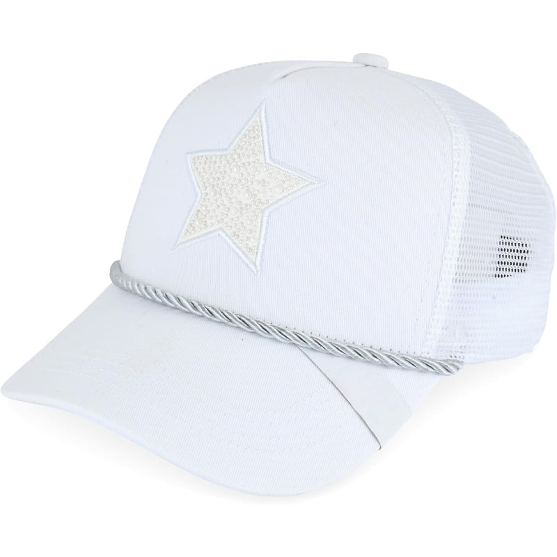 Mesh Snapback Hat Adjustable Cap With Star Patch