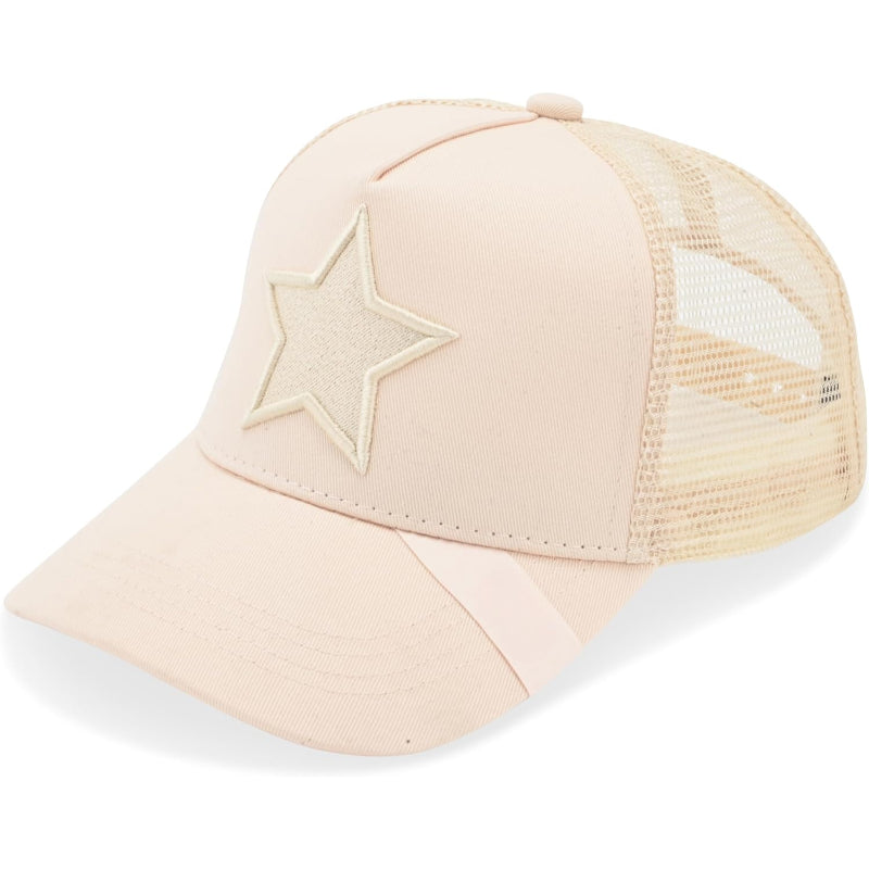 Mesh Trucker Hat Adjustable Snapback Cap With Star Patch