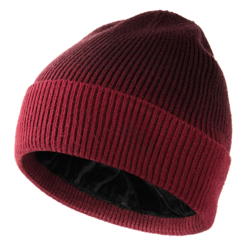 Ribbed Knit Beanie With Dual Lining Design Classic Winter Hat