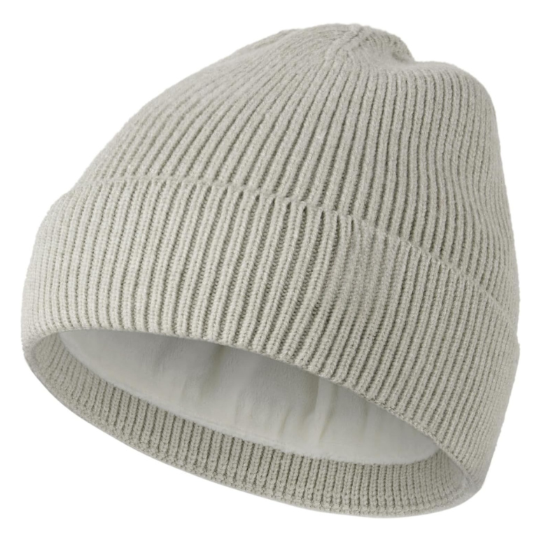 Ribbed Knit Beanie With Fleece Lining Classic Winter Hat