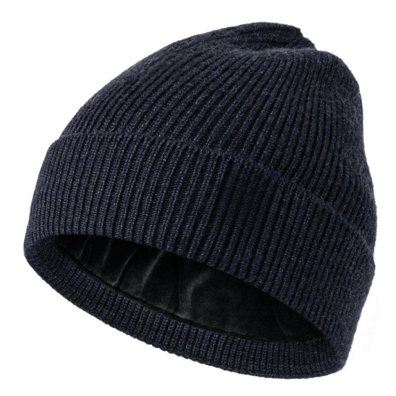 Ribbed Knit Beanie With Lining Design Classic Winter Hat