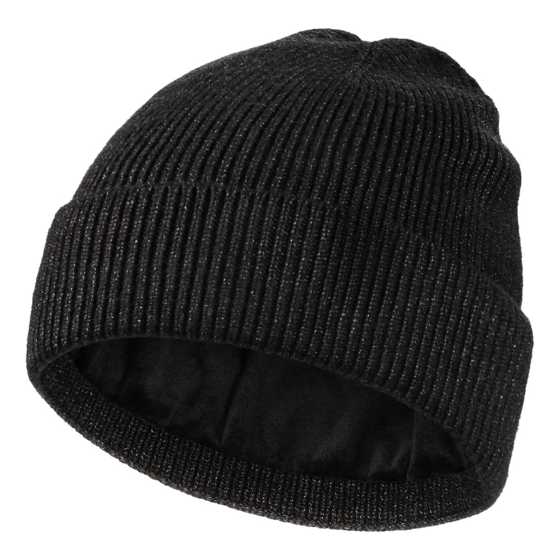 Ribbed Knit Beanie With Lining Design Classic Winter Hat