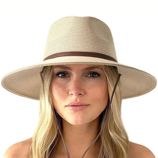 Wide Brim Straw Fedora Beach Hat