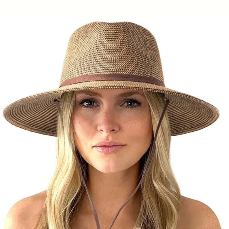 Wide Brim Straw Fedora Beach Hat