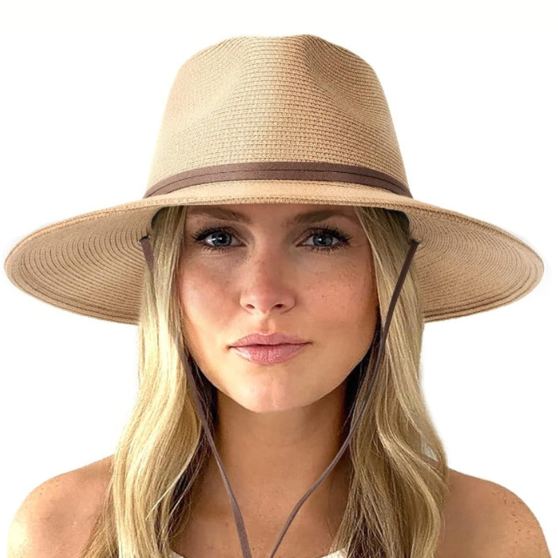 Wide Brim Straw Fedora Beach Hat