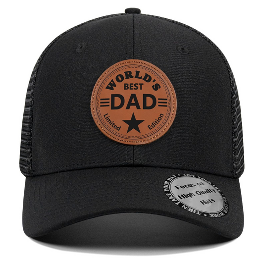 Worlds Best Dad Printed Trucker Mesh Style Cap With Patch