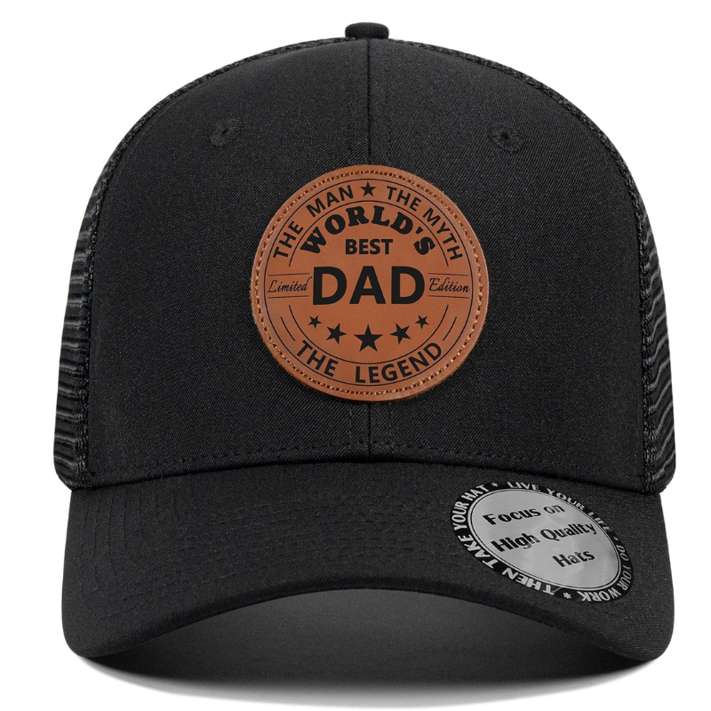 Worlds Best Dad Printed Trucker Mesh Style Cap With Patch