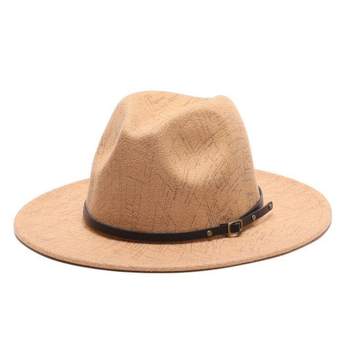 Vintage Wool Wide Brimmed Jazz Fedora With Rivet Belts