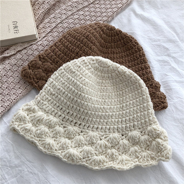 Autumn & Winter Wool Knitted Pattern Casual Bucket Hat