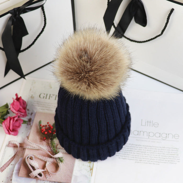 Warm Knitted Wool Pompom Hat