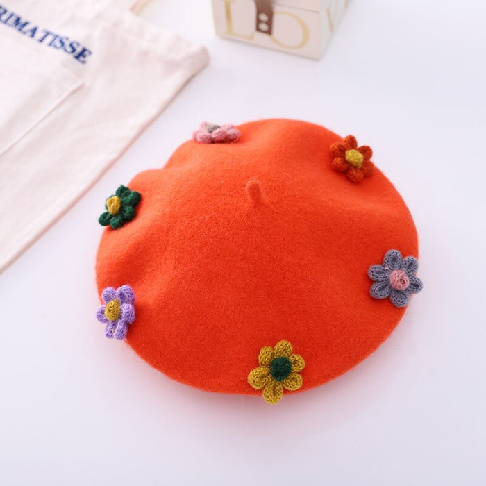 Cute Handmade Children's Flower Painter's Beret