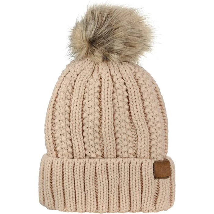 Thick Cable Fuzzy Fur Beanie