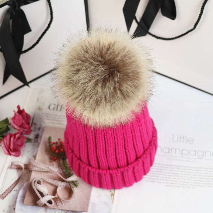 Warm Knitted Wool Pompom Hat