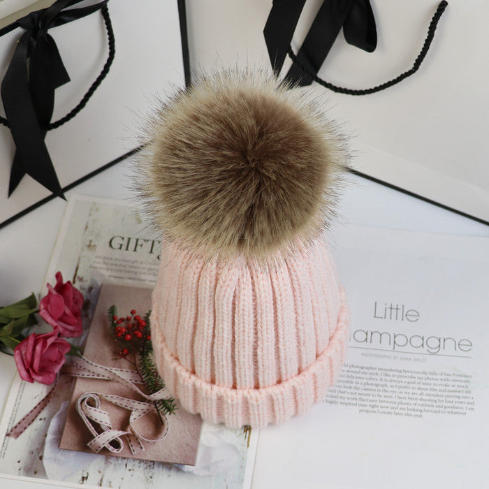 Warm Knitted Wool Pompom Hat