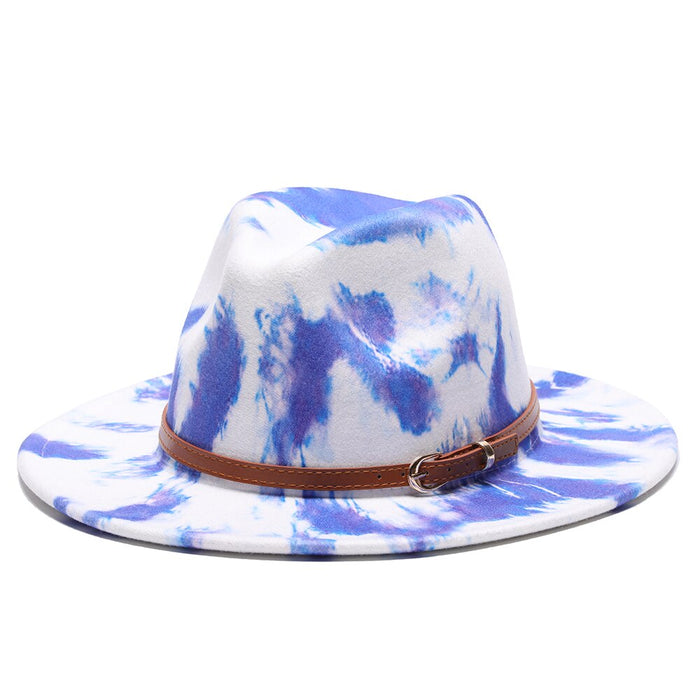 Luxury Wide Brim Felted Tie Dye Fedora