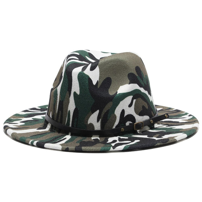 Camouflage Printed Wide Jazz Outdoor Fedora