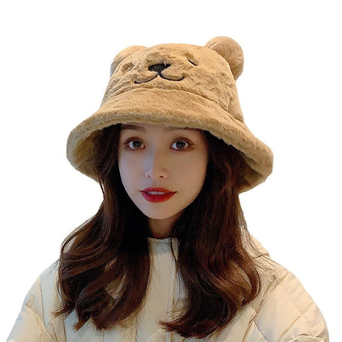 Cute Bear Ears Fur Bucket Hat