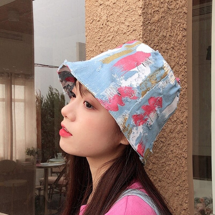 Abstract Painted Retrograde Cotton Fisherman's Bucket Hat