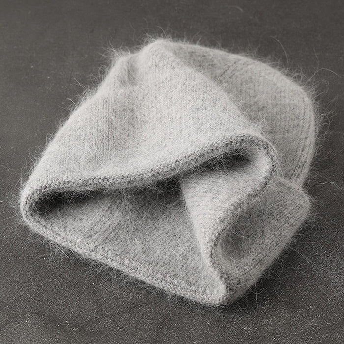 Solid Color Angora Winter Hat For Women