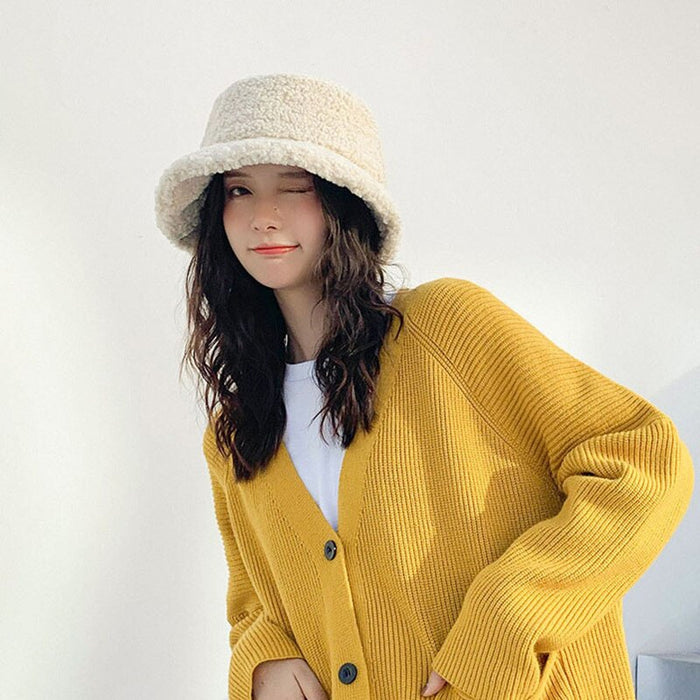 Winterized Faux Lambs Wool Breathable Bucket Hat
