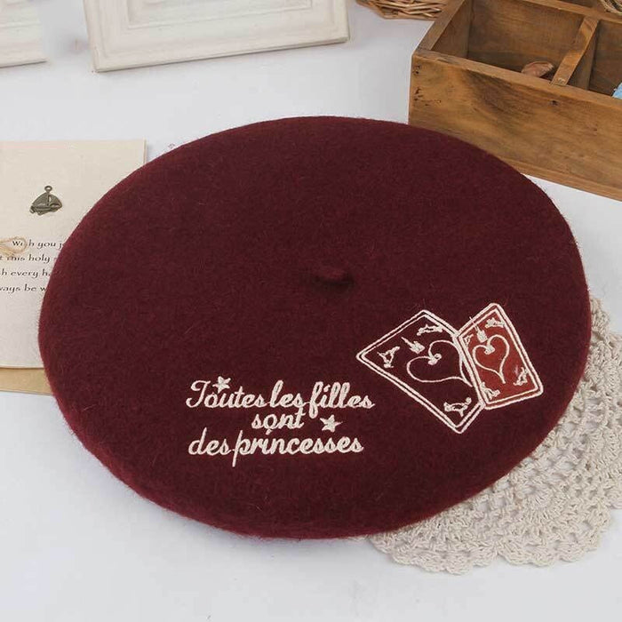 Sweet Women's Wool Embroider Warm Winter Berets