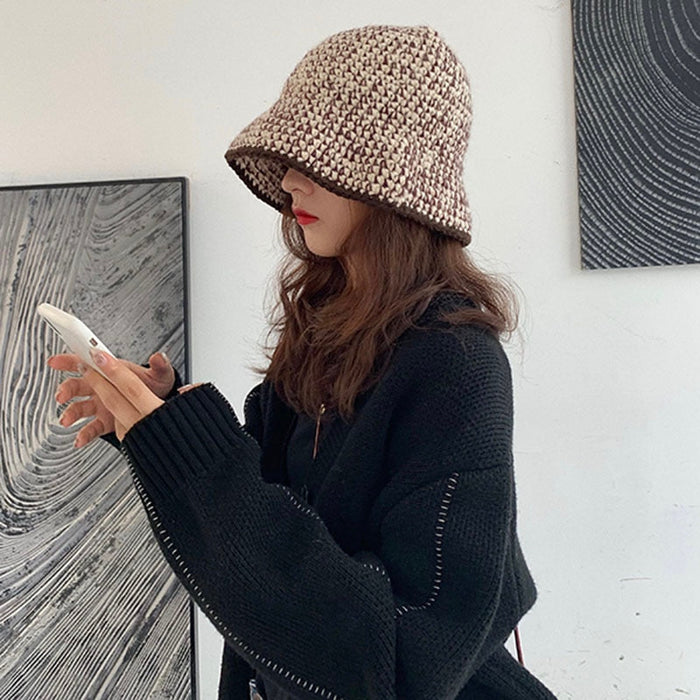 Autumn & Winter Thickened Hand Knitted Wool Bucket Hat
