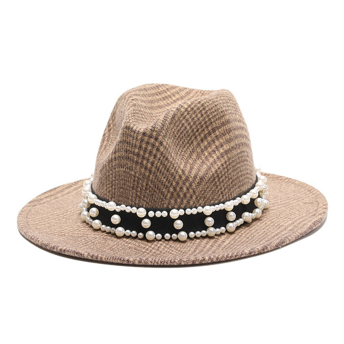 Classical Plaid Woolen Lattice Pattern Fedora