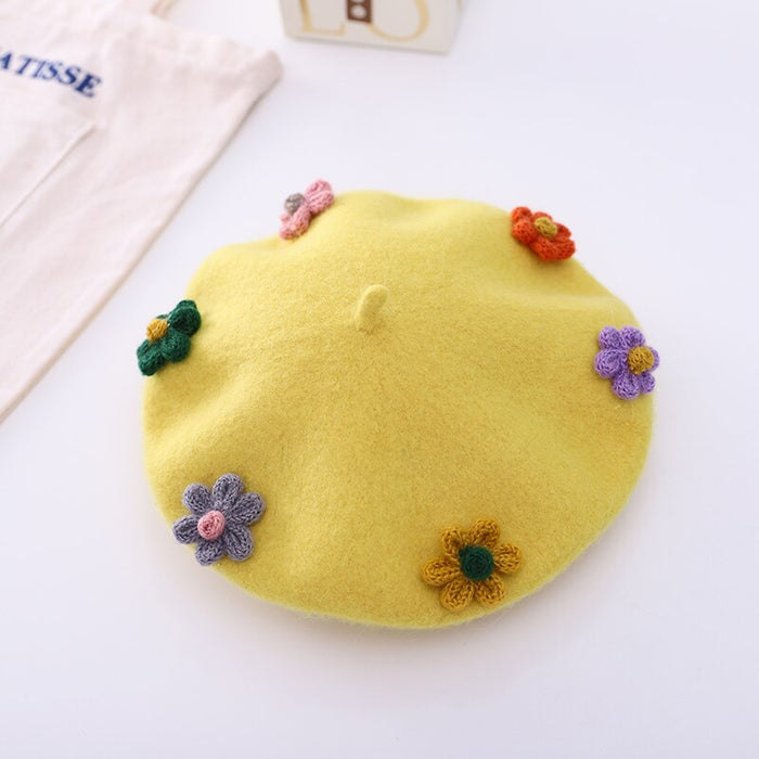 Cute Handmade Children's Flower Painter's Beret