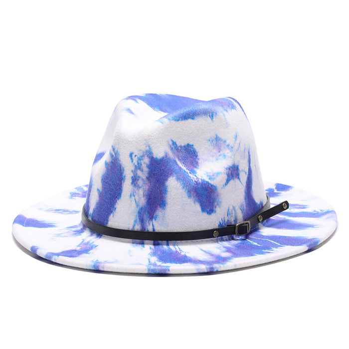 Luxury Tie Dye Felted Multicolor Fedora