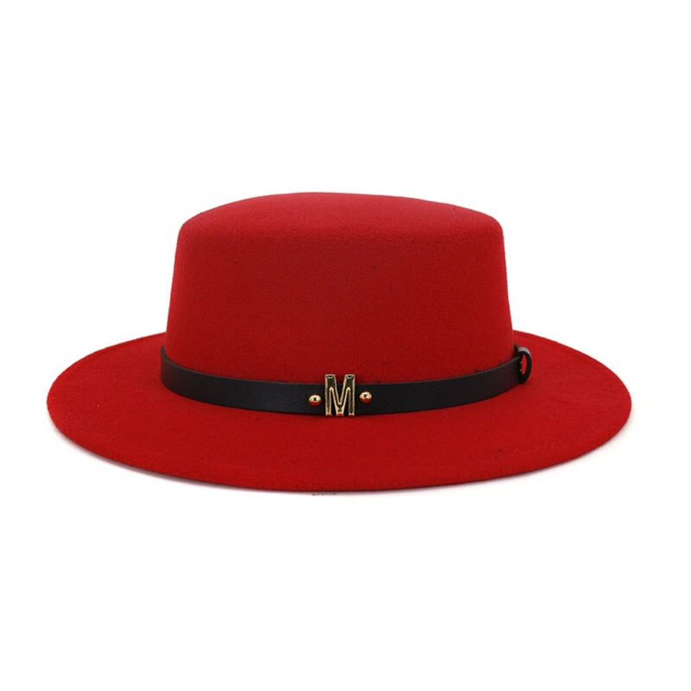 American Jazz Round Brim Flat Top Wool Bowler Hat