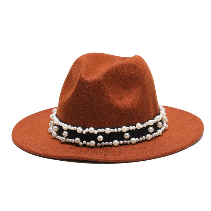 Pearled & Beaded Thin Lined Vintage Fedora