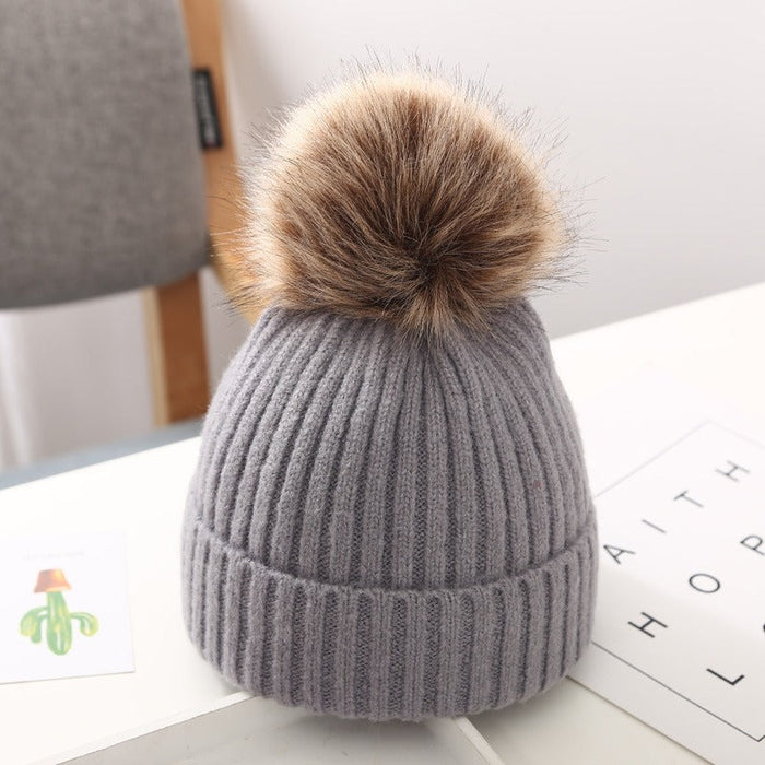 Knitted Pompom Baby Beanies