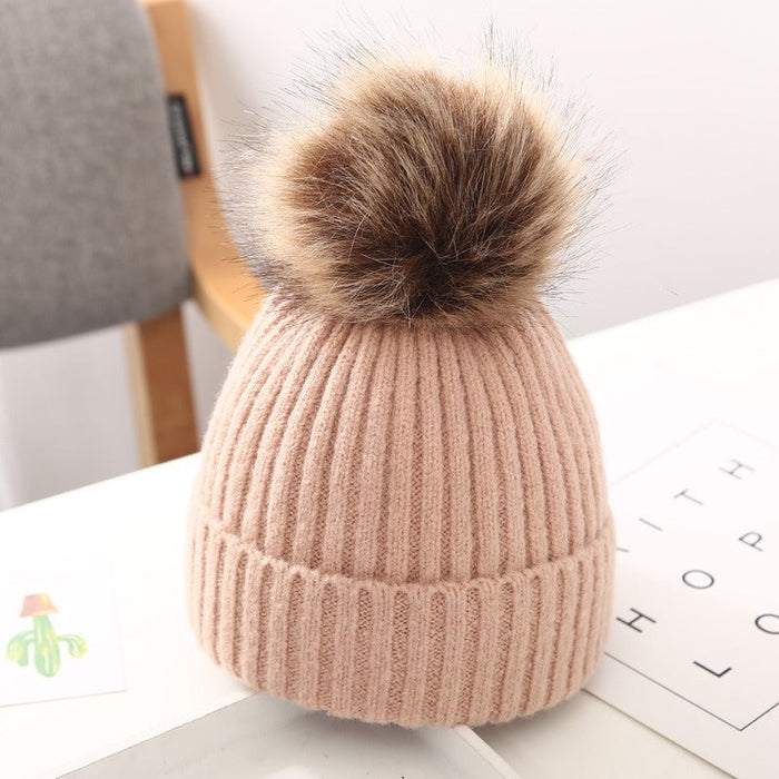 Knitted Pompom Baby Beanies