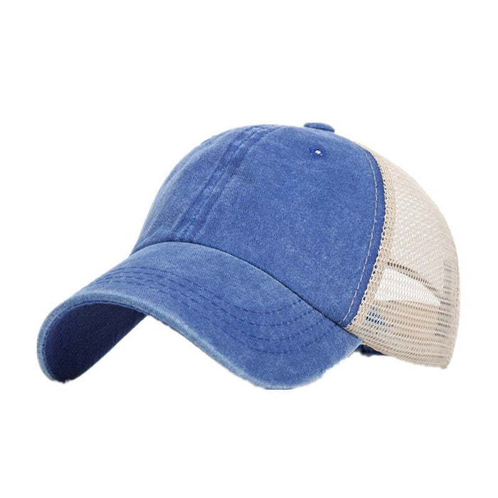 Washed Cotton & Mesh Breathable Retrograde Baseball Cap