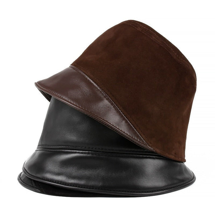 Casual Leather Suede Patchwork Fisherman Bucket Caps