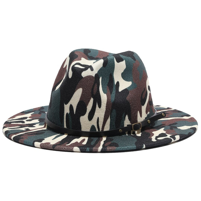 Camouflage Printed Wide Jazz Outdoor Fedora