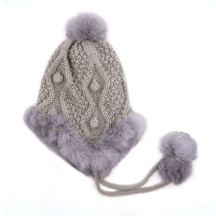 Warm Knitted Hat With Pom Pom