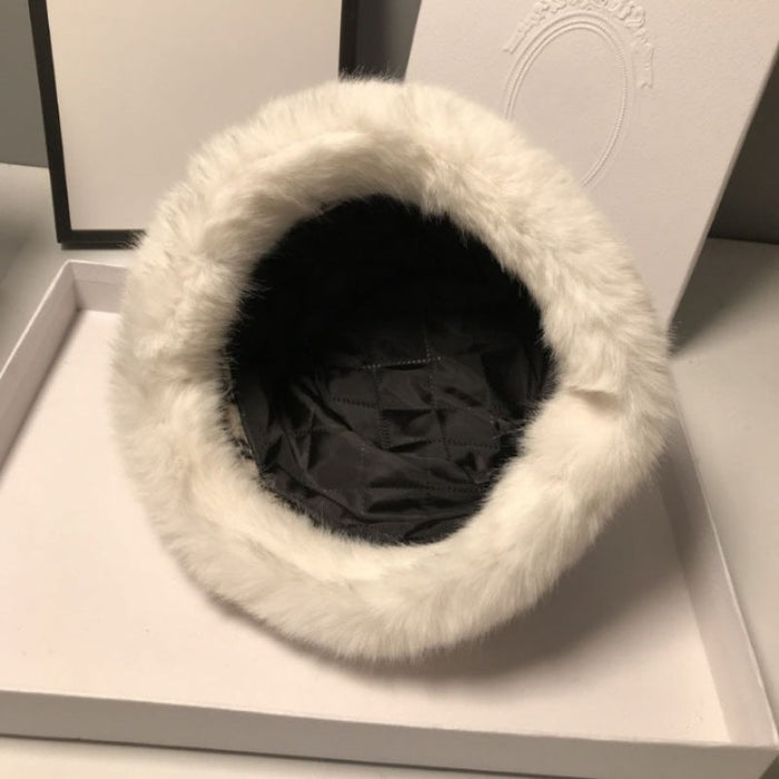 Warm Winter Leather Bucket Hats For Women