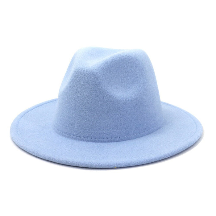 Vintage Flat & Wide Brim Wool Fedora Hat