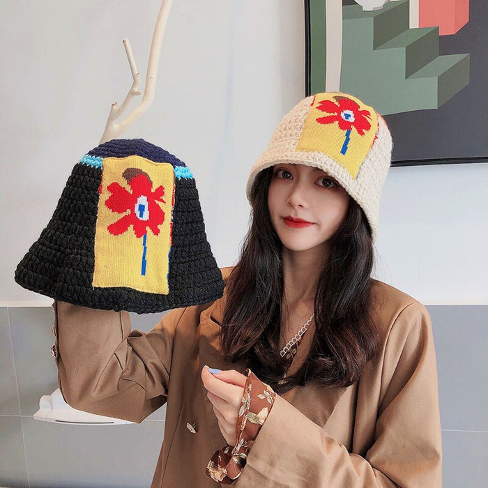 Warm Winterized Wool Knitted Cartoon Trendy Bucket Hat