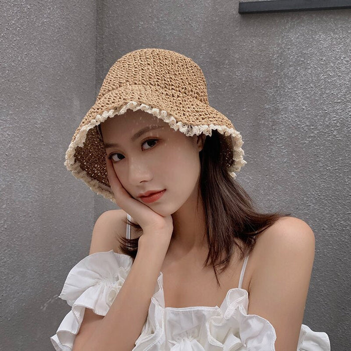 Straw Big Brim Hand-Knitted Sun Hat