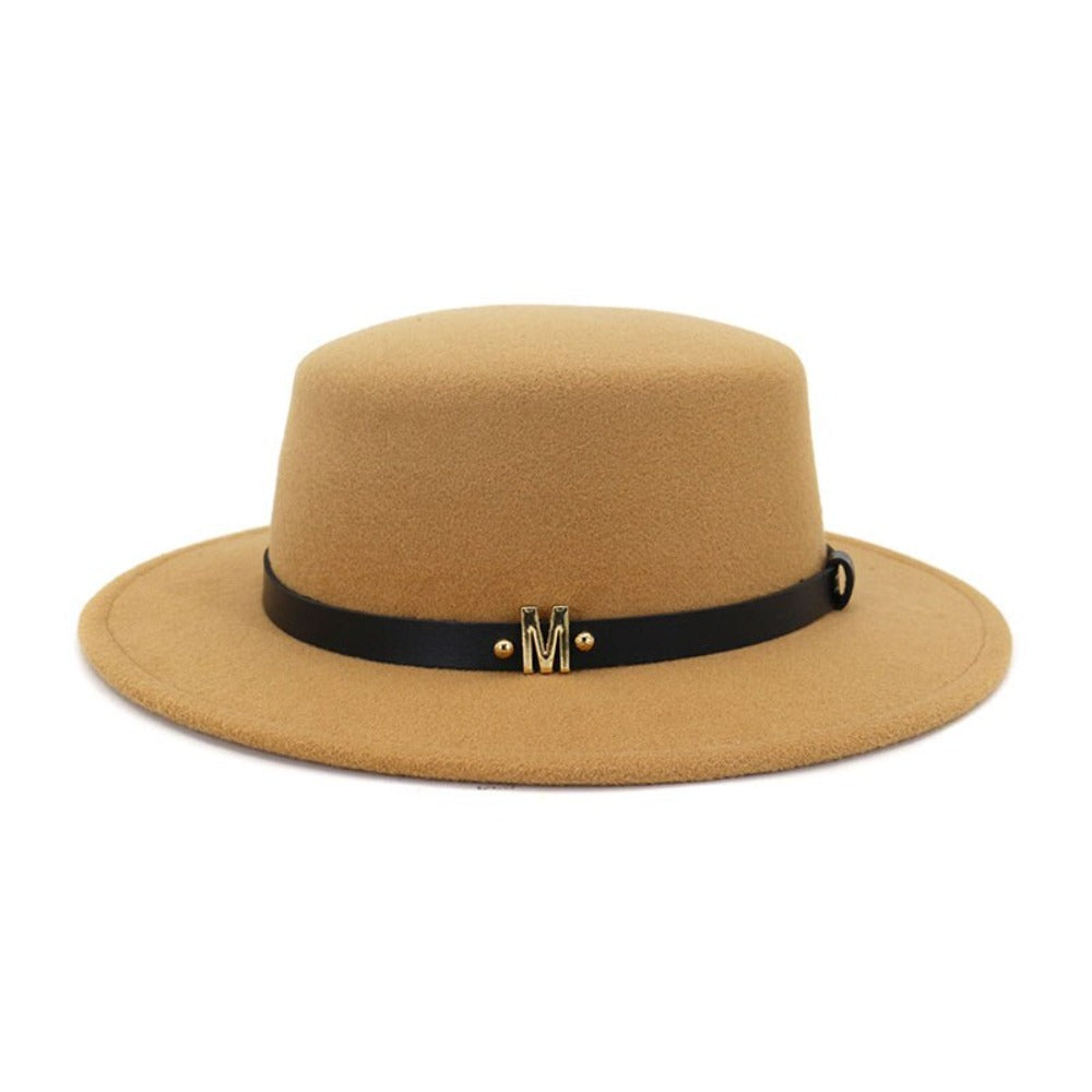 American Jazz Round Brim Flat Top Wool Bowler Hat