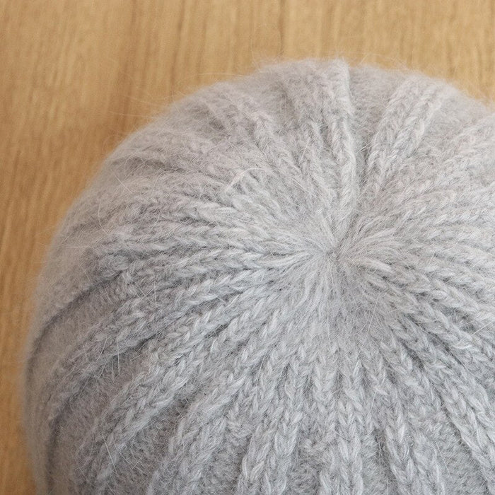 Twisted Pattern Rabbit Fur Knitted Winter Beanie