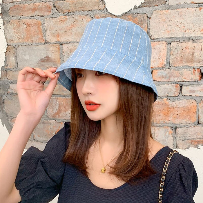 Soft Cotton Blend Striped Summertime Bucket Hat
